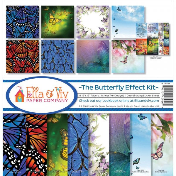 Ella & Viv SET Cardstock 12 " x 12 " The Butterfly Effect Kit EAV-926