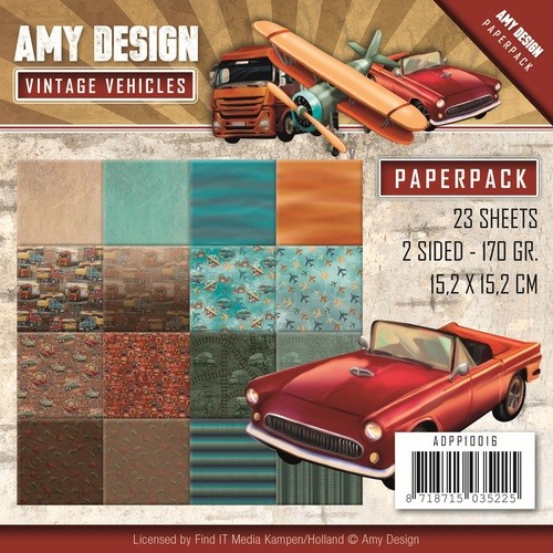 Amy Design Paperpack VINTAGE VEHICLES 15,2 cm x 15,2 cm ADPP10016