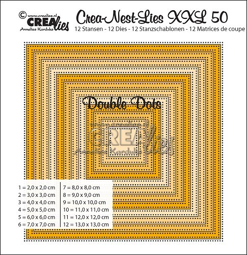 Crealies Stanzform Crea-Nest-Lies Set Nr. 50 Quadrate Doppel-Dots/ Double Dots Squares CLNestXXL50