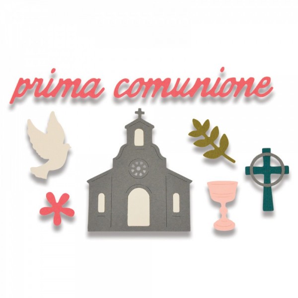 Sizzix Thinlits Taube, Kirche, Kelch u. Kreuz / Prima Comunione 662116
