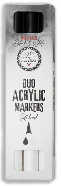 Studio Light Duo Acrylic Markers Black And White - Soft Brush - Multipack ABM-ES-MARK25
