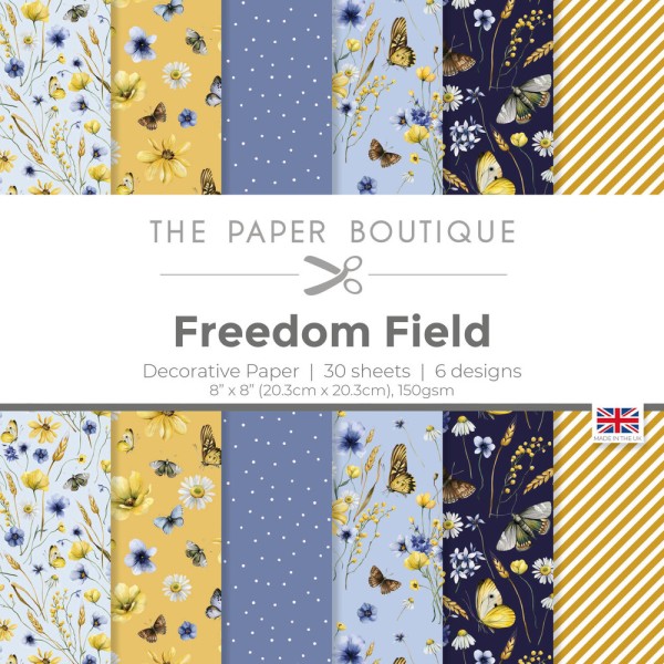 The Paper Boutique Paperpad Decorative Papers 8" x 8 " FREEDOM FIELD PB2012