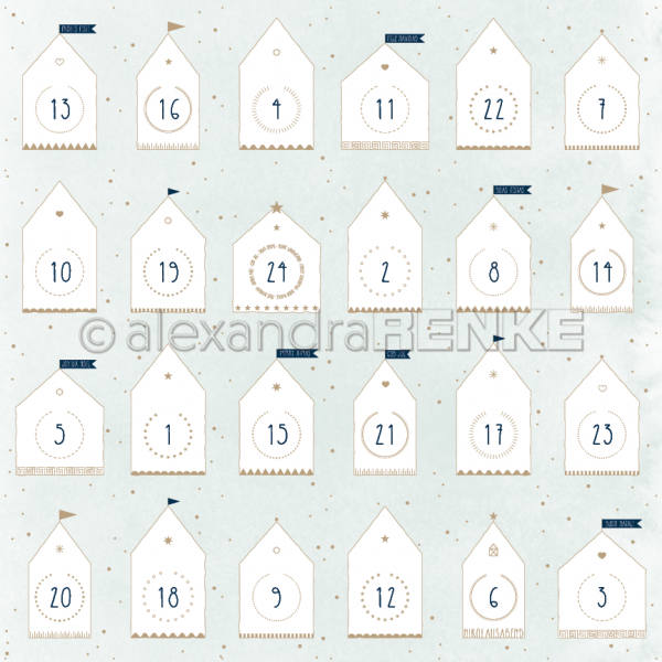 Alexandra Renke Designpapier ' Häuser auf Eisblau ' 10.0772