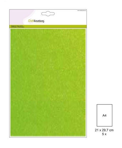 CraftEmotions Glitterpapier A4 ( 5 Blatt je 120 gr./m² ) NEON GRÜN 001290/0230