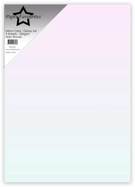 Paper Favourites A4 Mirror Card Glossy ' HOLO WAVES ' ( 5 Blatt ) PFSS102