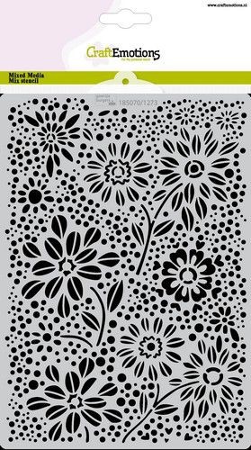 CraftEmotions Stencil A 5 Blumen & Punkte / Flowers & Dots 185070/1273