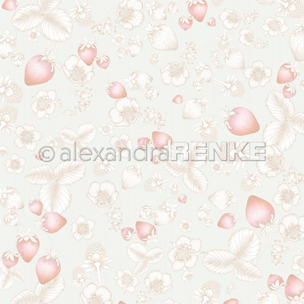 Alexandra Renke Designpapier ' Erdbeertraum auf Transparentgrün ' 10.3062