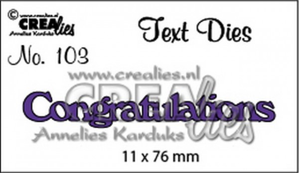 Crealies Stanzform Text ' Congratulations ' CLTD103