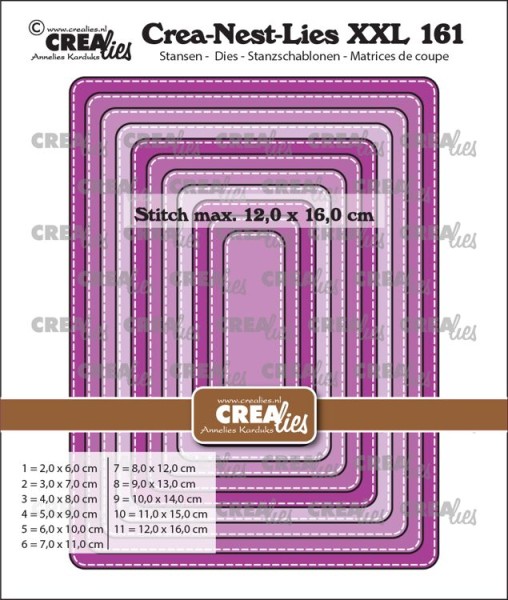 Crealies Stanzform Crea-Nest-Lies XXL Nr.161 RECTANGLES with rounded corners,stitchline CLNestXXL161