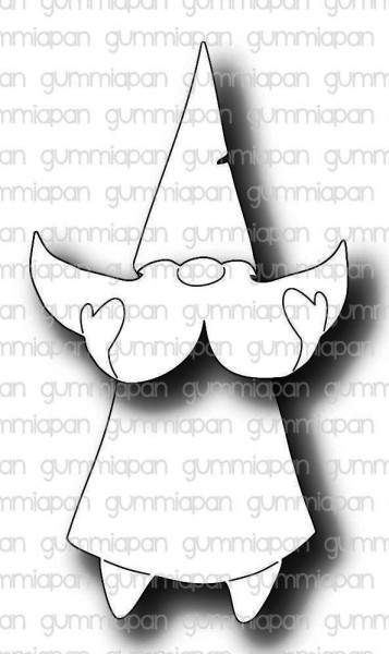 Gummiapan Stanzform kleiner Gnom mit Bart / Liten Gnome håller i skägge D210870