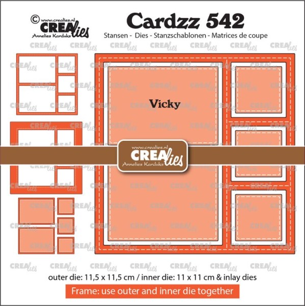 Crealies Stanzform Cardzz Nr. 542 Frame & Inlays Vicky (3 squares and 2 rectangles CLCZ542