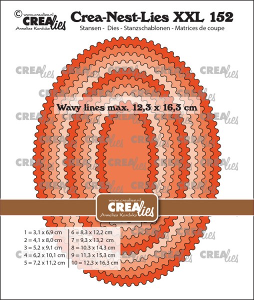 Crealies Stanzform Crea-Nest-Lies XXL Nr. 152 OVALE mit gewelltem Rand / Ovals with Wavy Lines CLN
