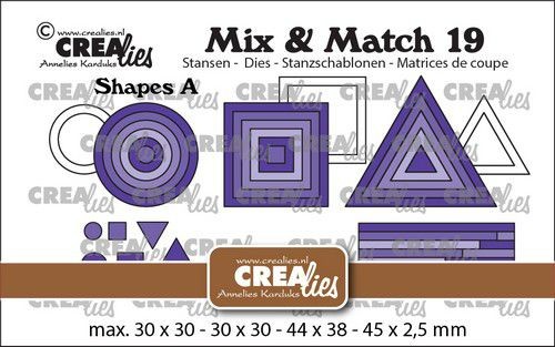 Crealies Stanzform Mix & Match 19 Nicole' s Shapes + Confetti A CLMix19