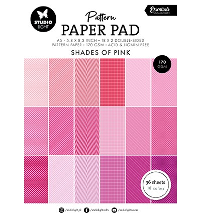 Studio Light Pattern Paper Pad A5 SHADES OF PINK Essentials Nr. 163 SL-ES-PPP163