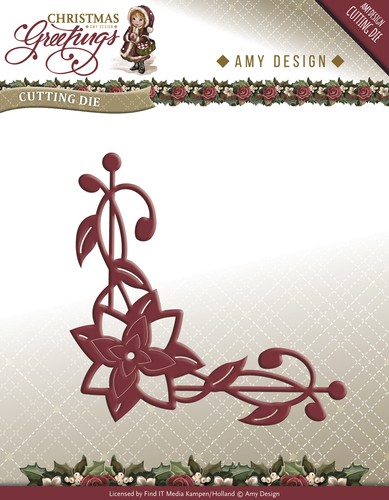Amy Design Stanzform Ecke mit Weihnachtsstern-Blume / Poinsettia corner ADD10071