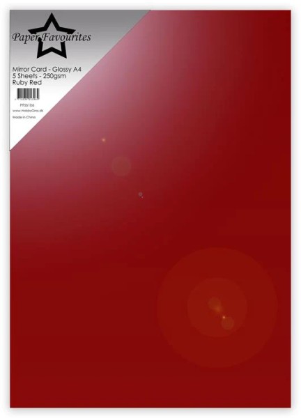 Paper Favourites A4 Mirror Card Glossy ' RUBY RED ' ( 5 Blatt ) PFSS106