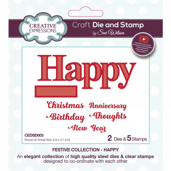 Creative Expressions Stanzform u. Stempel ' Happy Birthday, Christmas, New Year....' CEDSD003