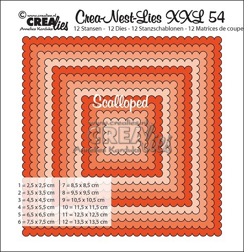 Crealies Stanzform Crea-Nest-Lies Set Nr. 54 Quadrate gewellt klein / Scalloped Squares CLNestXXL54