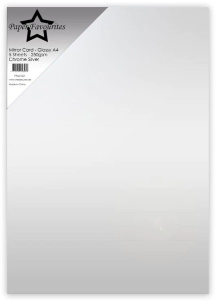 Paper Favourites A4 Mirror Card Glossy ' CHRIME SILVER ' ( 5 Blatt ) PFSS103