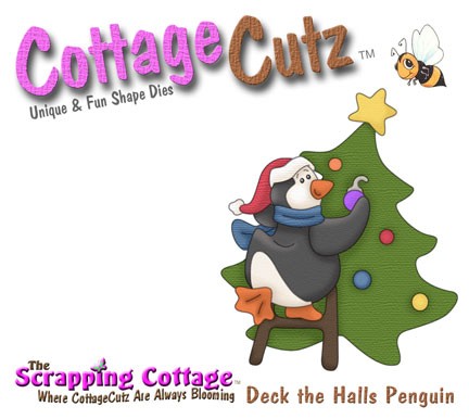 CottageCutz Stanzform Pinguin Baum schmückend / deck the hall penguin SC CC4x4-107