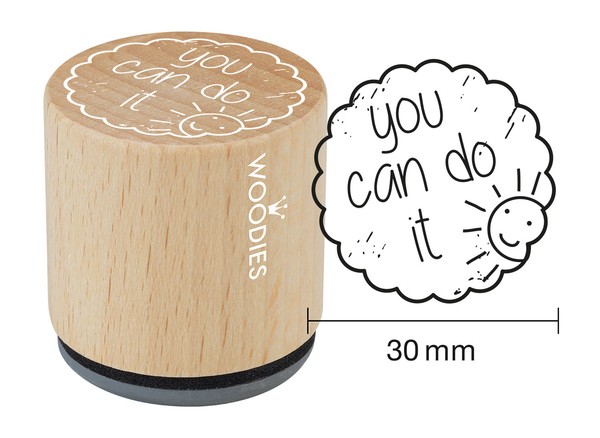 COLOP Woodies Holzstempel rund ' you can do it ' mit Sonne WE1309