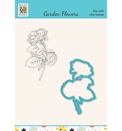 Nellie Snellen Stanzform- u. Stempelset Garden Flowers Serie Rose HDCS019