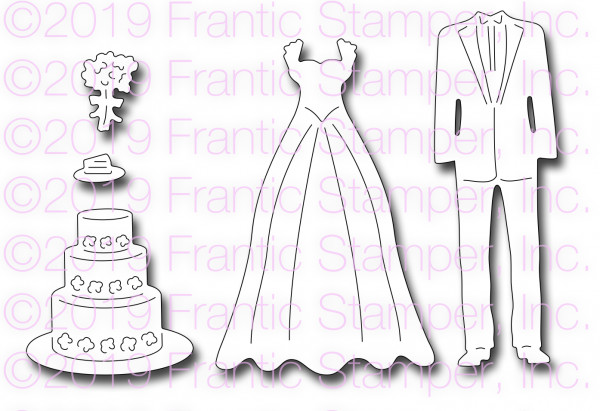 Frantic Stampers Stanzform Hochzeitskleidung u. Hochzeitstorte / Wedding Attire FRA-DIE-10743