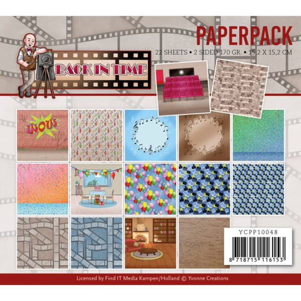 Yvonne Creations Paperpad 15,2 cm x 15,2 cm Big Guys BACK IN TIME YCPP10048