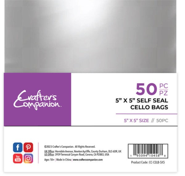 Crafter' s Companion Self Seal Cello Bags 5x5 Inch (50 Stück) CC-CELB-5X5