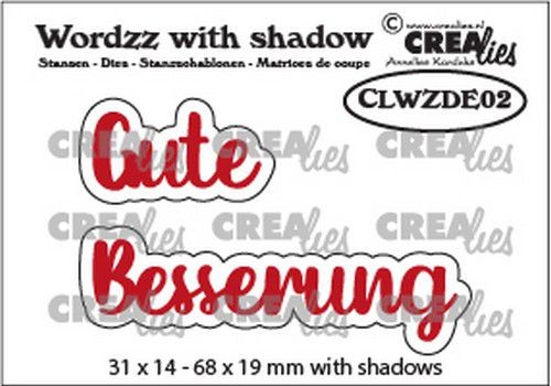 Crealies Stanzform Wordzz With Shadow ' Gute Besserung ' CLWZDE02
