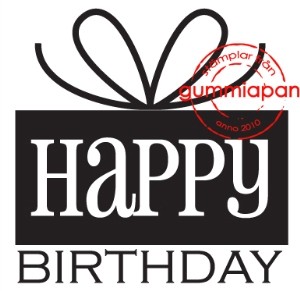 Gummiapan Stempelgummi ' Happy BIRTHDAY ' mit Schleife 11050409