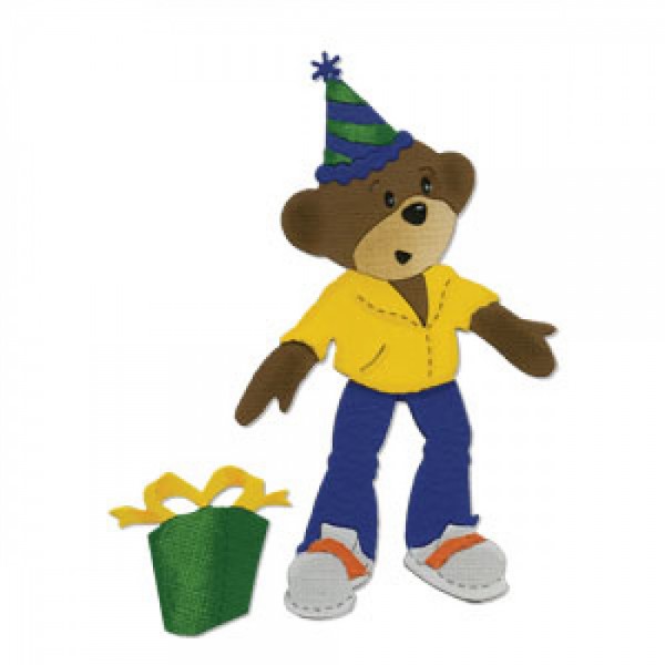 Sizzix Stanzform BIGZ Party Bear Boy Body w/ Party Hat & Gift 656313