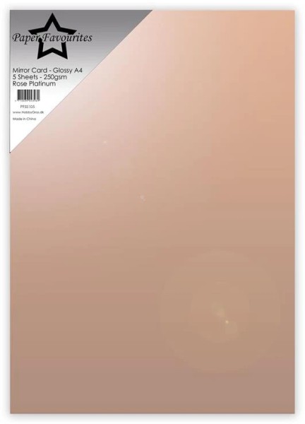 Paper Favourites A4 Mirror Card Glossy ' ROSE PLATINUM ' ( 5 Blatt ) PFSS105
