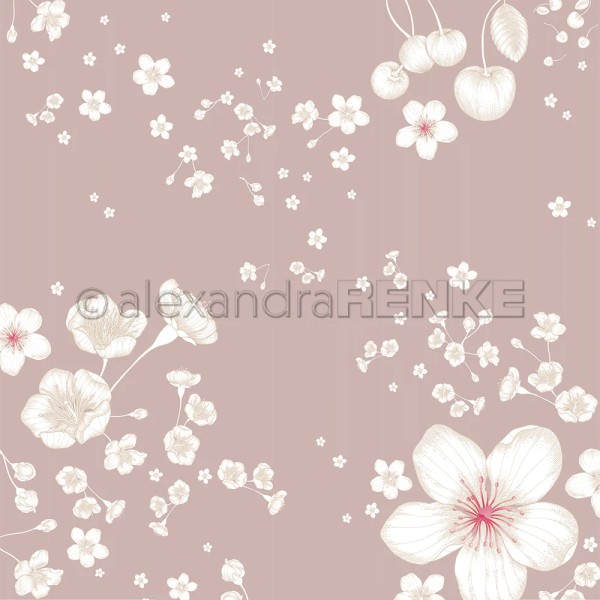 Alexandra Renke Designpapier ' Große Kirschblüten auf Retro Rosa ' 10.3075