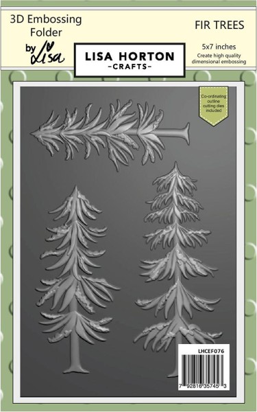 Lisa Horton Crafts 3D Embossing Folder u. Stanzform 5 " x 7 " Fir Trees LHCEF076