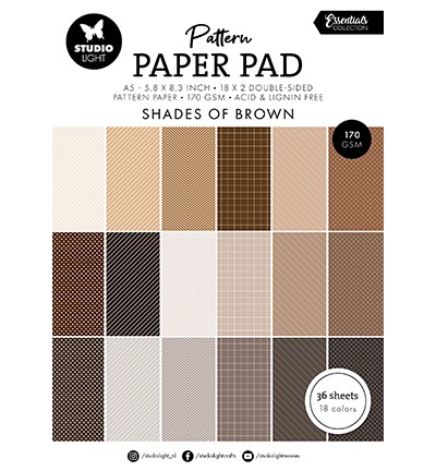 Studio Light Pattern Paper Pad A5 SHADES OF BROWN Essentials Nr. 166 SL-ES-PPP166