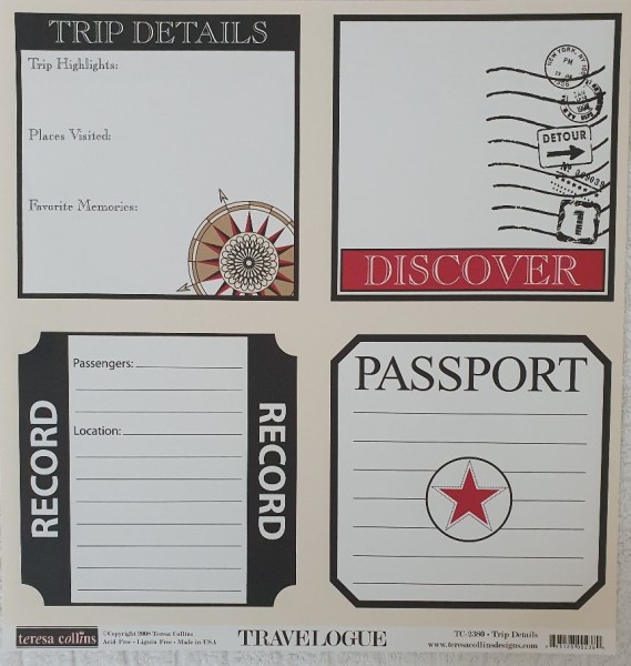 Teresa Collins Scrapbookpapier Travelogue TRIP DETAILS TC-2380