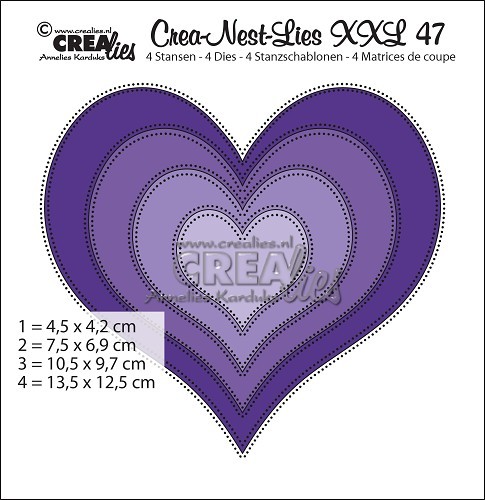 Crealies Stanzform Crea-Nest-Lies Set Nr. 47 Herz mit Punkten / Heart Dots CLNestXXL47 disc.