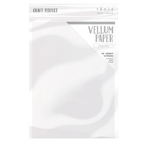 Tonic Studios Craft Perfect VINTAGE WHITE VELLUM A4 ( 10 Blatt ) 9996E