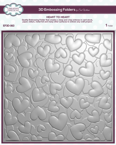 Creative Expressions Prägefolder 8 " x 8 " HEART TO HEART EF3D-063