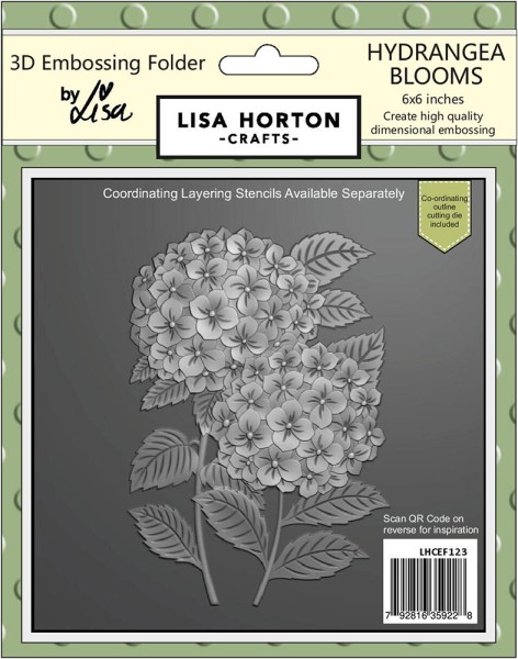 Lisa Horton Crafts 3D Embossing Folder u. Stanzform 6 " x 6 " Hydrangea Blooms LHCEF123