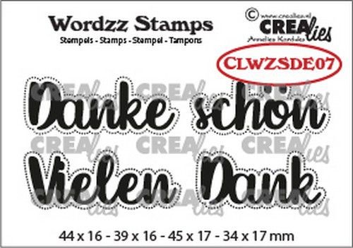 Crealies Clear Stempel Wordzz ' Danke schön / Vielen Dank ' CLWZSDE07