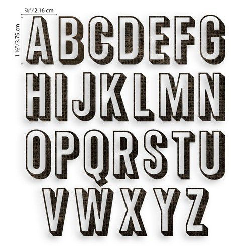Sizzix Stanzform Thinlits Alphabet Großbuchstaben 3,8 cm / Alphanumeric Shadow Upper 664729