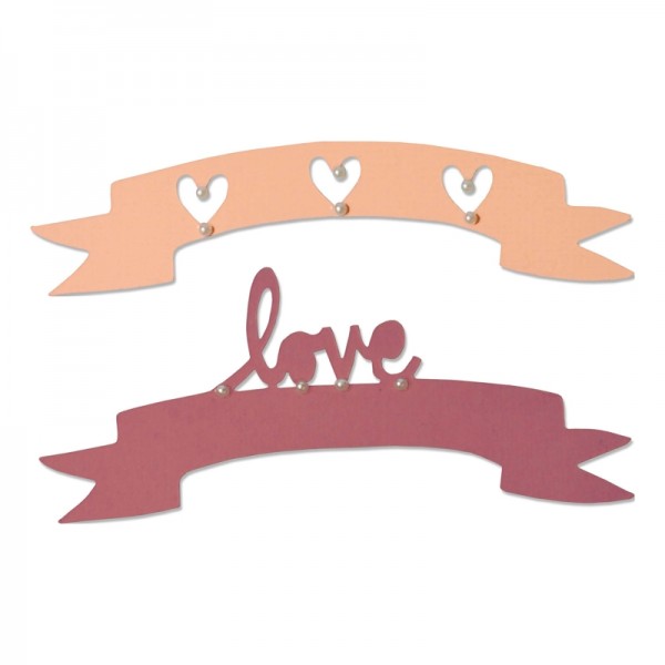 Sizzix Thinlits Stanzform Love & Herz Banner / Love & Wishes # 2 660826