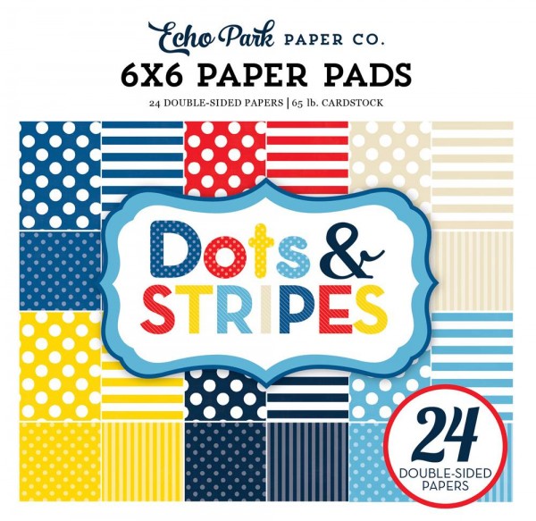 Echo Park Paper Pad 6 " x 6 " Summer Dots & Stripes ( gelb-rot-blau ) DS170102