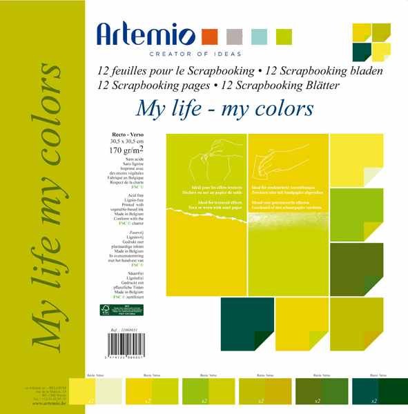 Artemio Papier-Set zwei-farbig 30,5 x 30,5 cm My life my colors 11008031