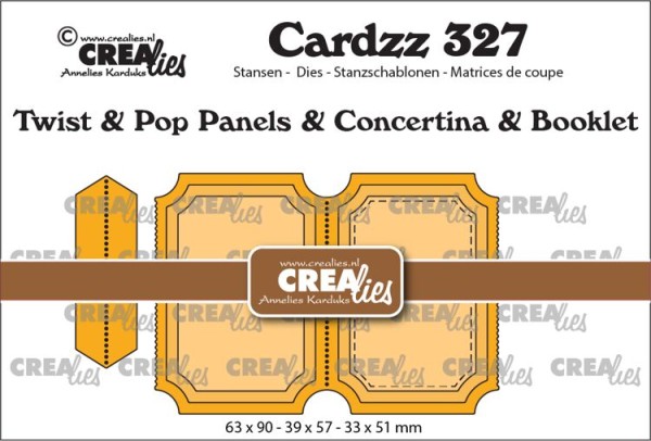Crealies Stanzform Cardzz Nr. 327 Twist & Pop B3, Panels & Concertina & Booklet tickets vertical C
