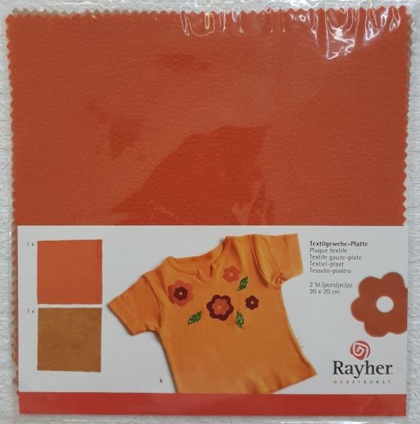 Rayher Textilgewebe-Platte BRAUN + ORANGE ( 20 cm x 20 cm ) 53-263-49