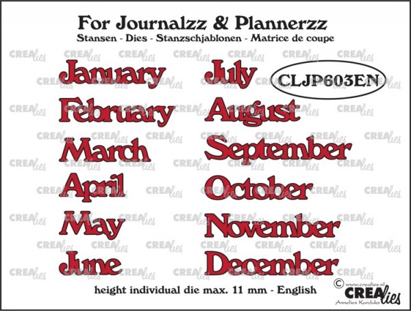 Crealies Stanzform Monate in Englisch CLJP603