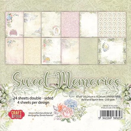 Craft & You Design Paper Pad 6 " x 6 " SWEET MEMORIES CPB-SM15